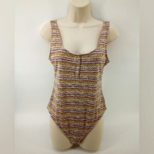 ⭐3/$30 Wild Fable Knit Multicolored Bodysuit S Pink Blue Neutral